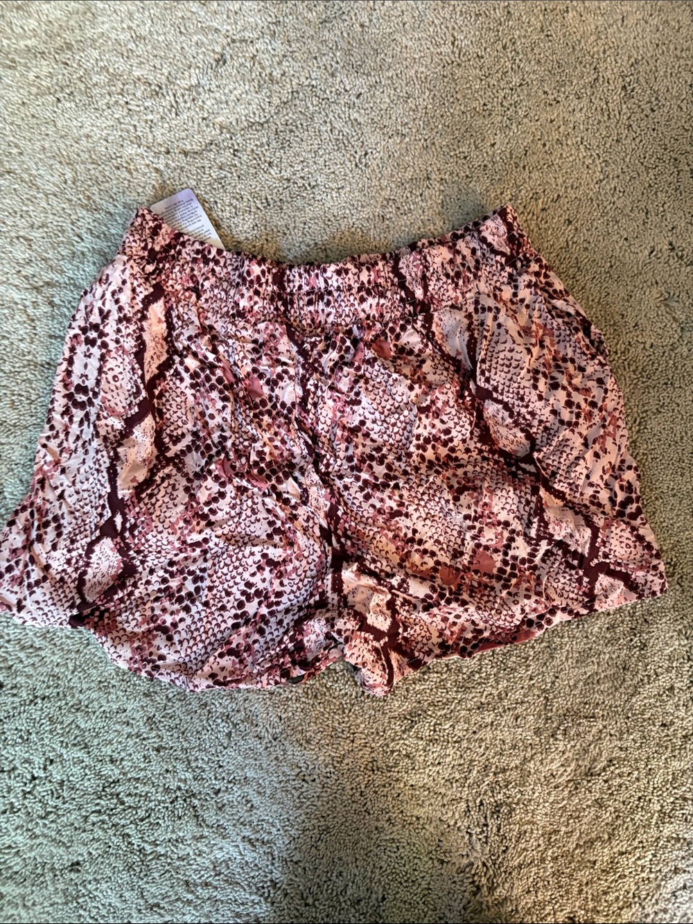 Women's Pink Snake-Print Drawstring Athletic Shorts - Picture 5 of 5
